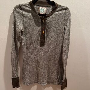 Free People Green Long Sleeve Henley